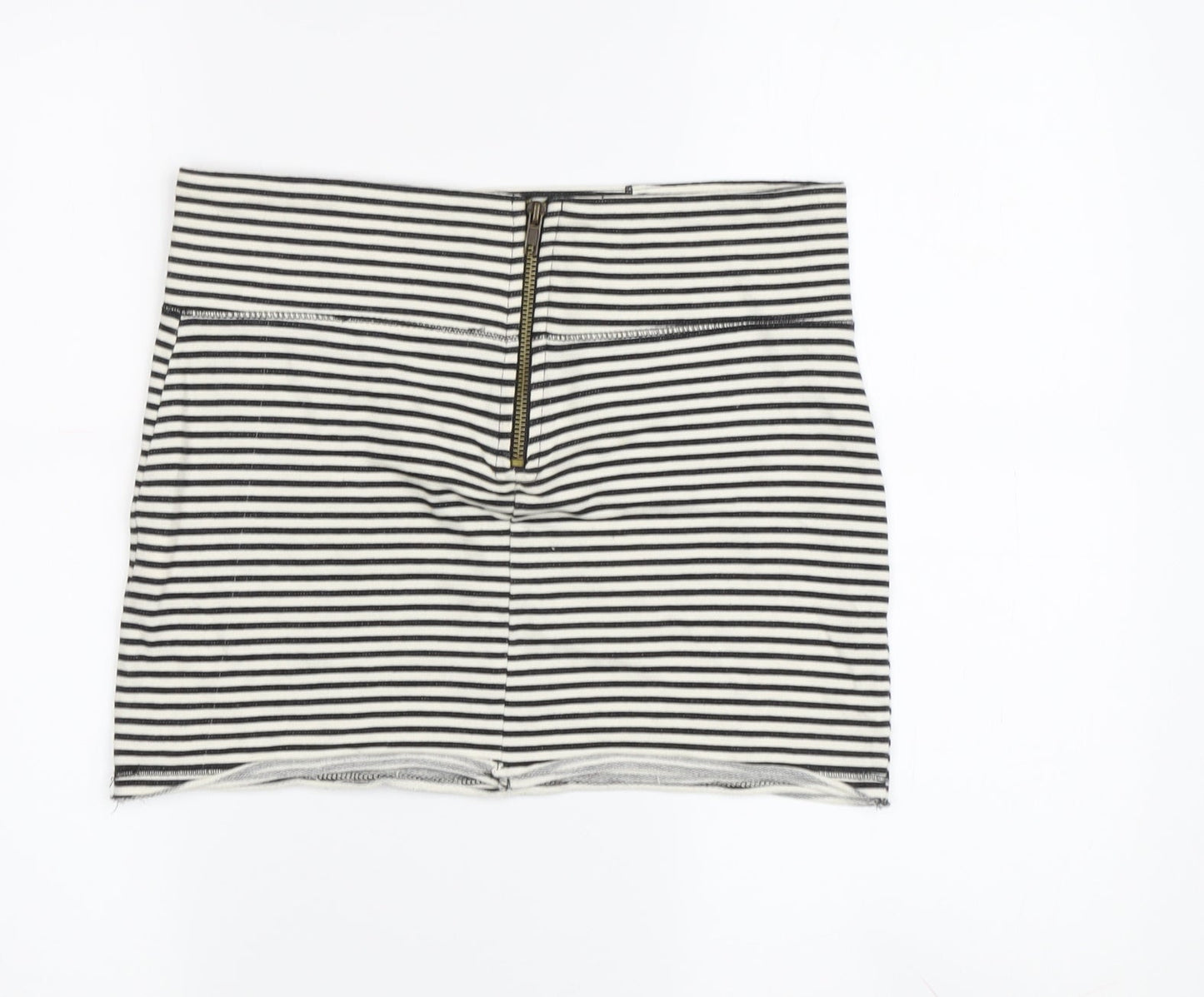 River Island Striped Short Skirt, Black & White, Size 8