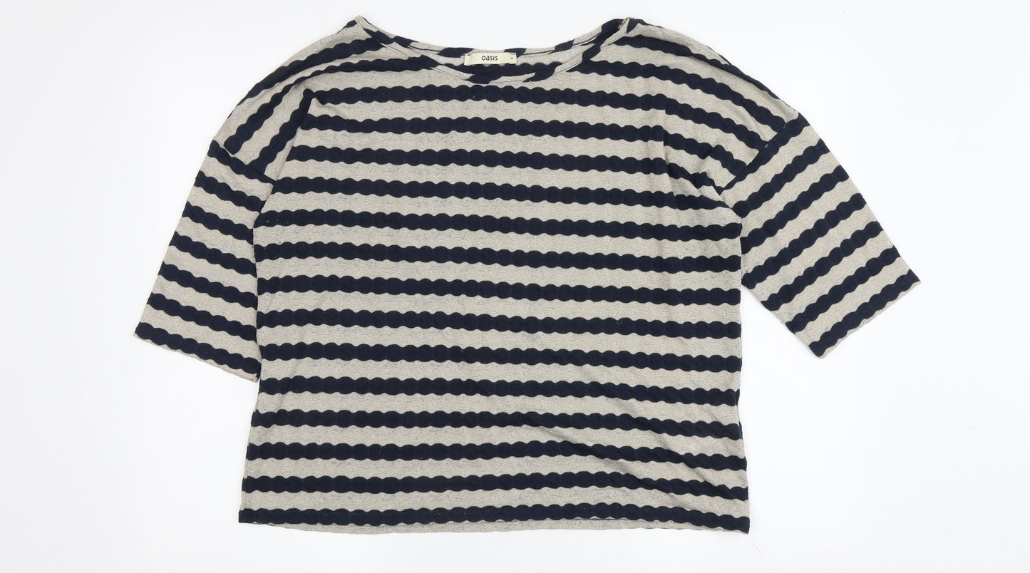 Oasis Women's Multicoloured Stripe T-Shirt Size M