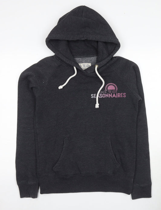Jack Wills Women's Black Hoodie, Size 12, Pullover Style