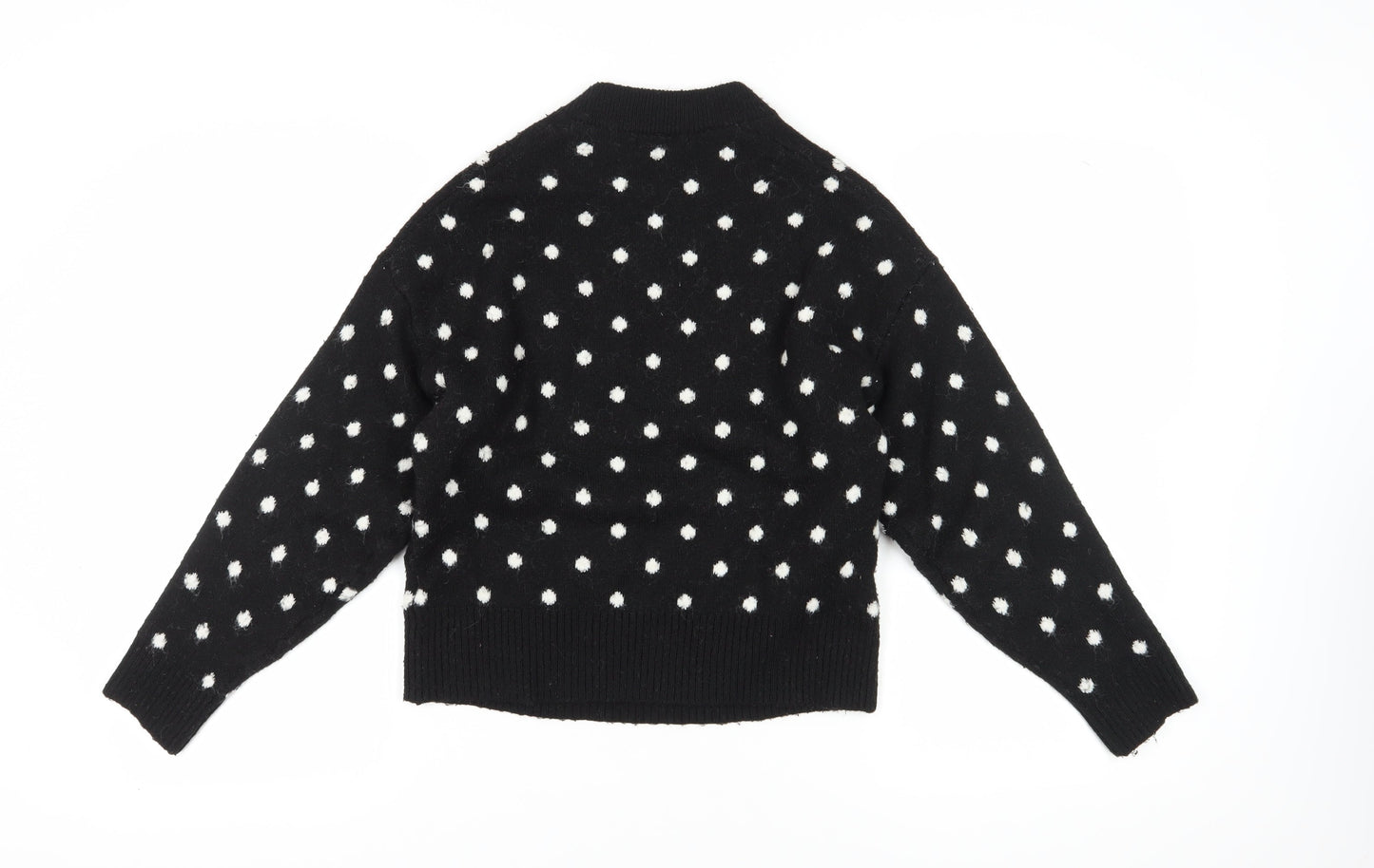 H&M Women's Black XS Crew Neck Polka Dot Pullover