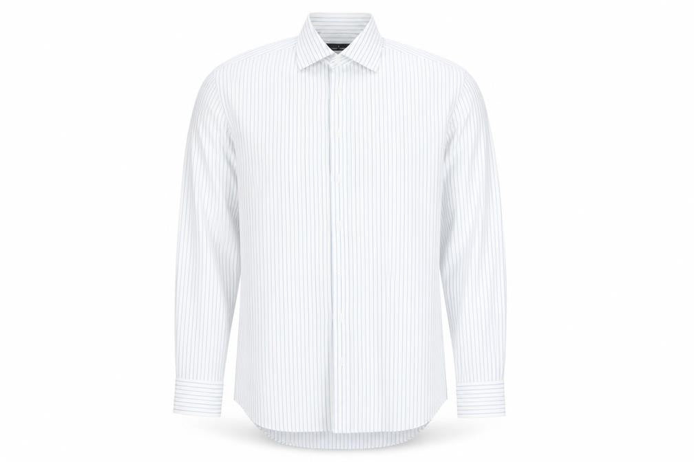 Daniel Hechter Men's White Striped Button-Up Shirt 44