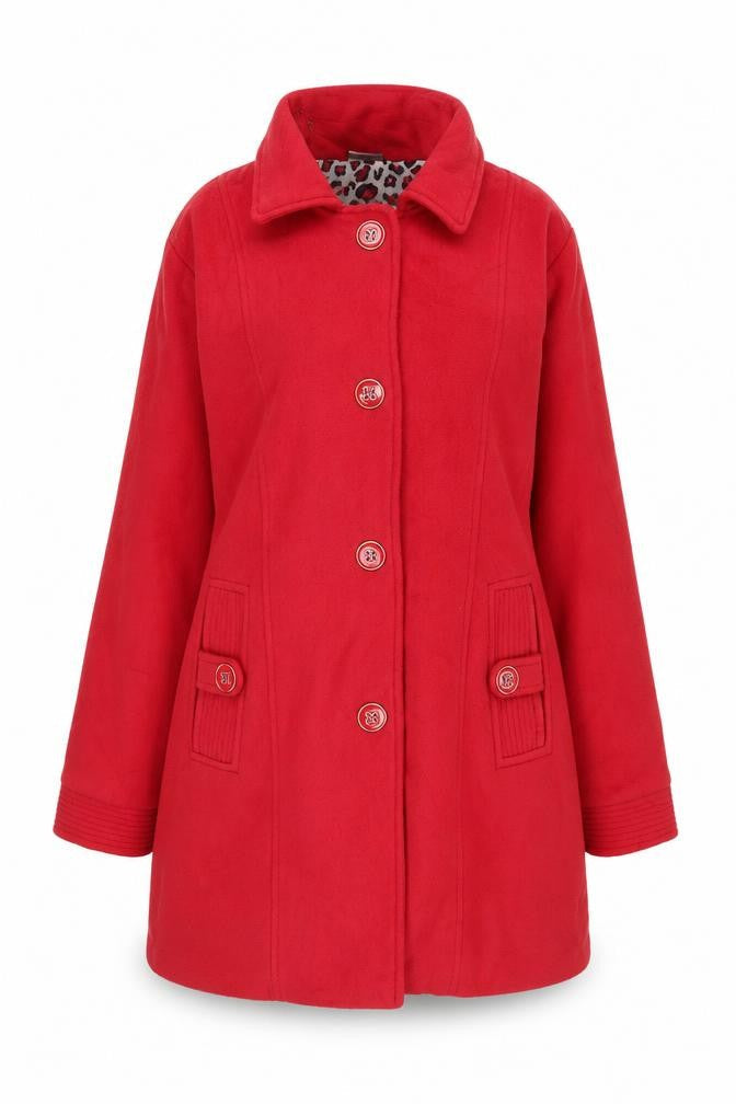 Anne De Lancay Women's Red Long Sleeve Coat L