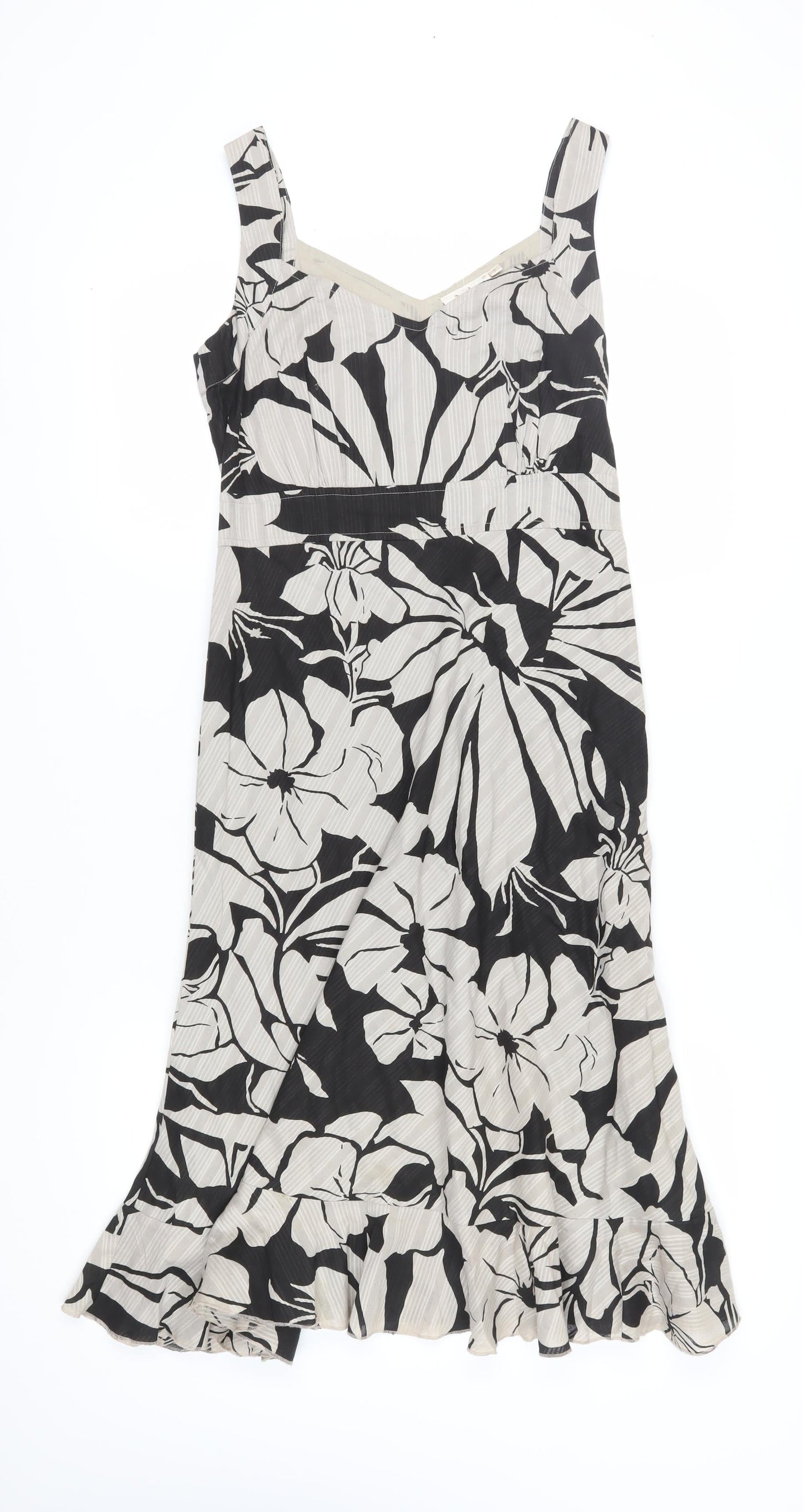 Adini Women's Floral A-Line Dress in S Beige/Black
