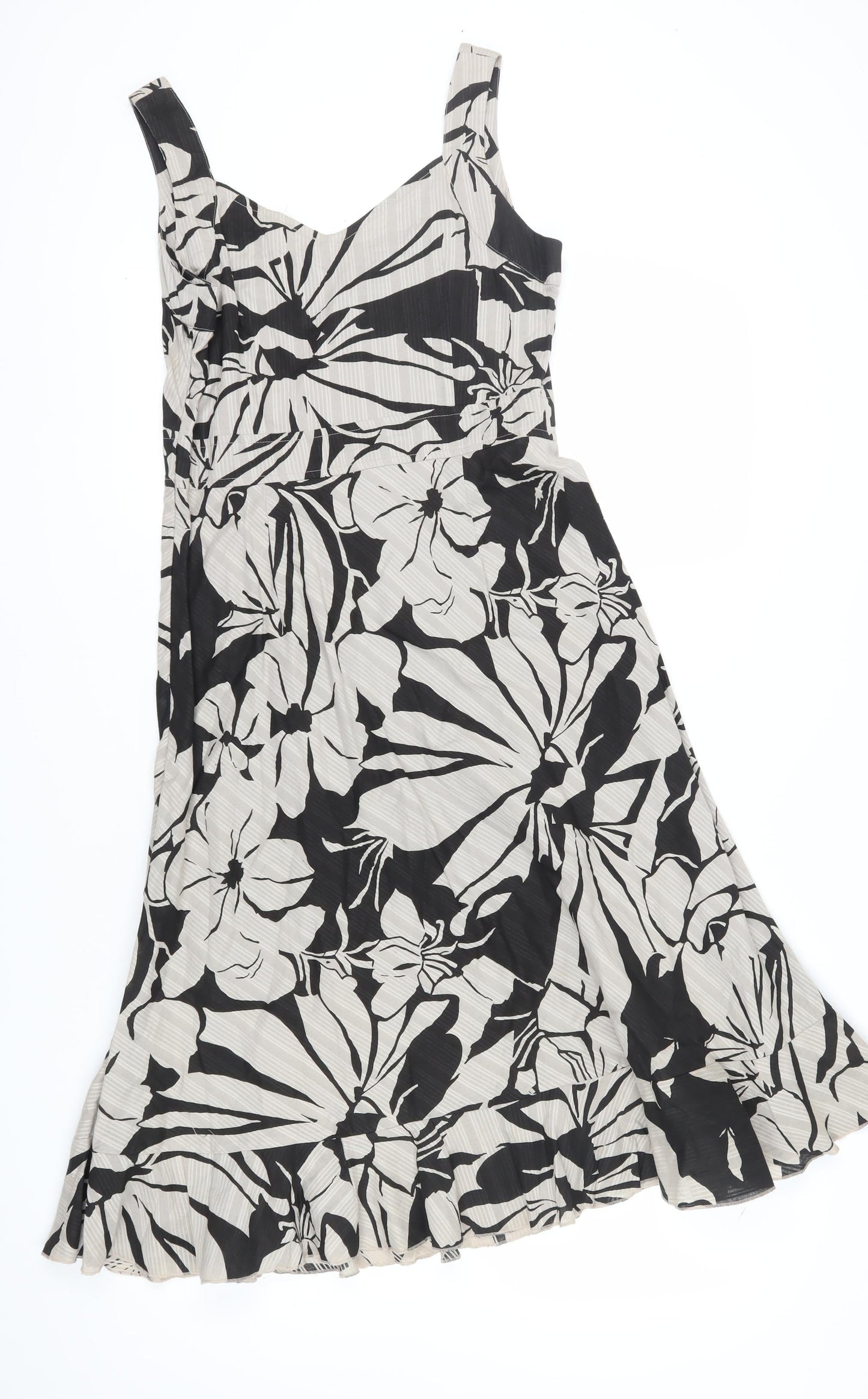 Adini Women's Floral A-Line Dress in S Beige/Black