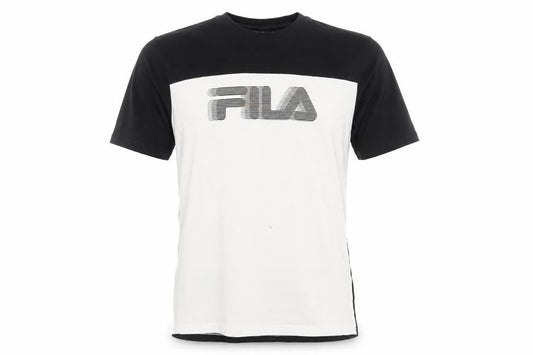 Front view of Fila Men's Black and White Colourblock T-Shirt - S