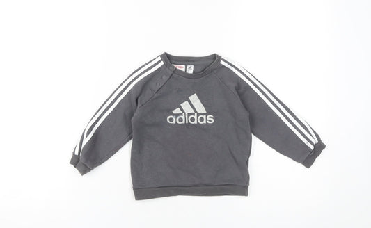 Adidas Unisex Baby Grey Long Sleeve T-Shirt 12-18 Months