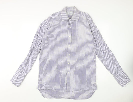 Charles Tyrwhitt Men's Blue Striped Dress Shirt 15.5,35