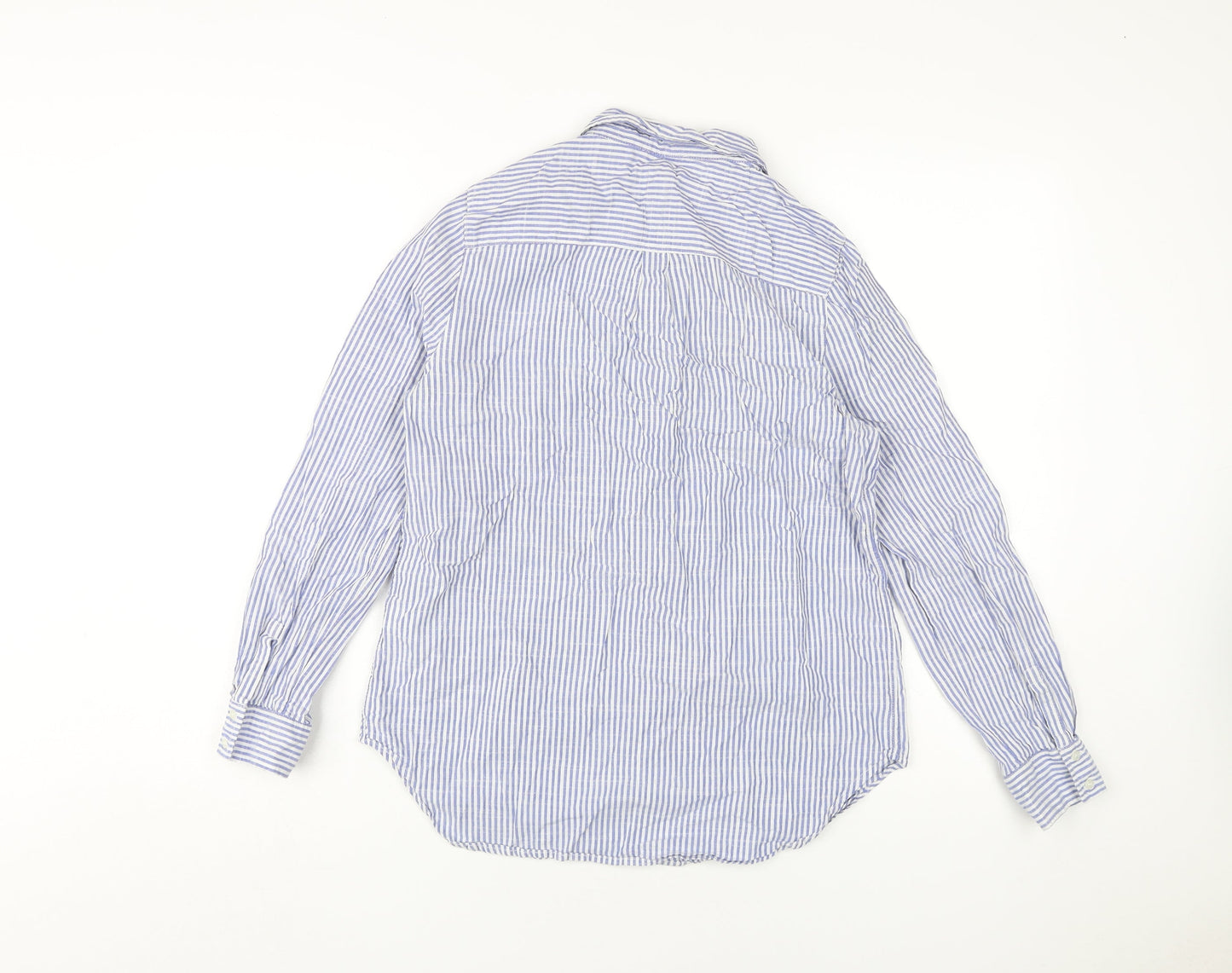 Mint Velvet Women's Blue Button-Up Striped Shirt Size 12