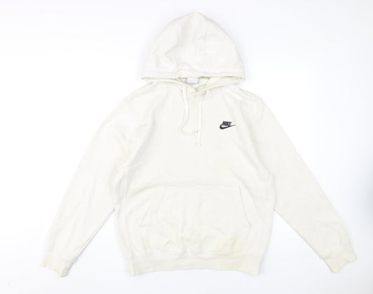 Nike Men's White Hoodie, Size S, Logo Pullover