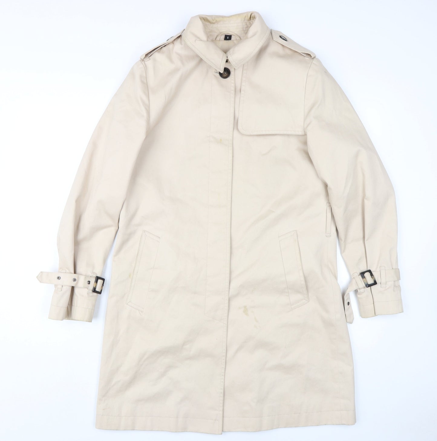 Four Seasons London Beige Trench Coat, Size S, Women's Classic
