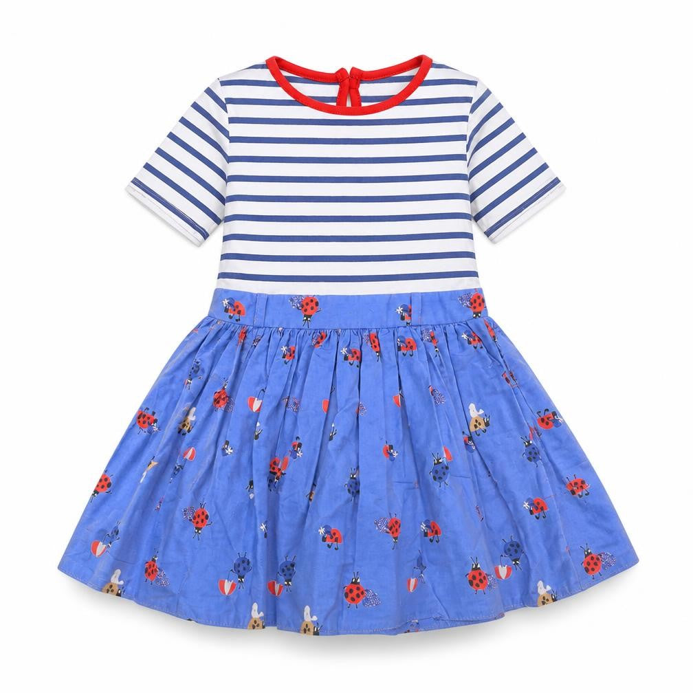 Next Girls Blue Striped Skater Dress, Age 3 with Animal Theme