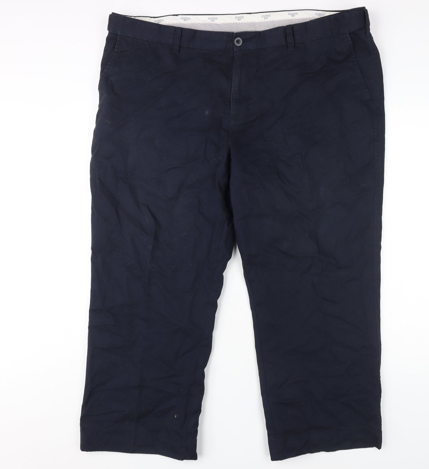 BHS Men's Blue 44S Regular Cotton Trousers