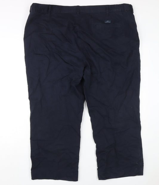 BHS Men's Blue 44S Regular Cotton Trousers