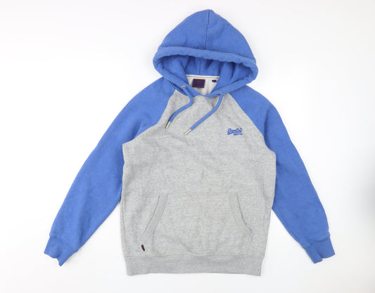Superdry Men's Blue/Grey Hoodie, M, Pullover, Logo Accent