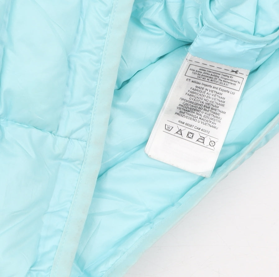 Adidas Women's Blue XS Puffer Jacket with Hood