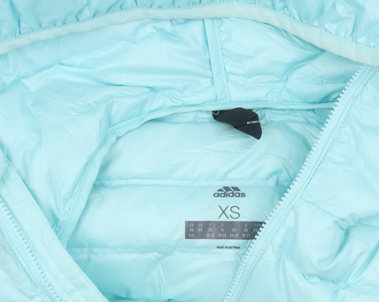 Adidas Women's Blue XS Puffer Jacket with Hood