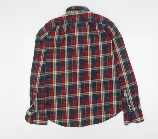 Superdry Men's Red Blue Plaid Button-Up Shirt M
