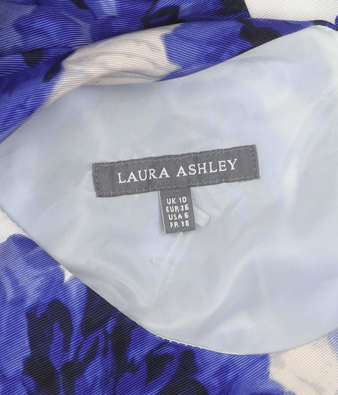 Laura Ashley Women's Blue Floral Sheath Dress Size 10