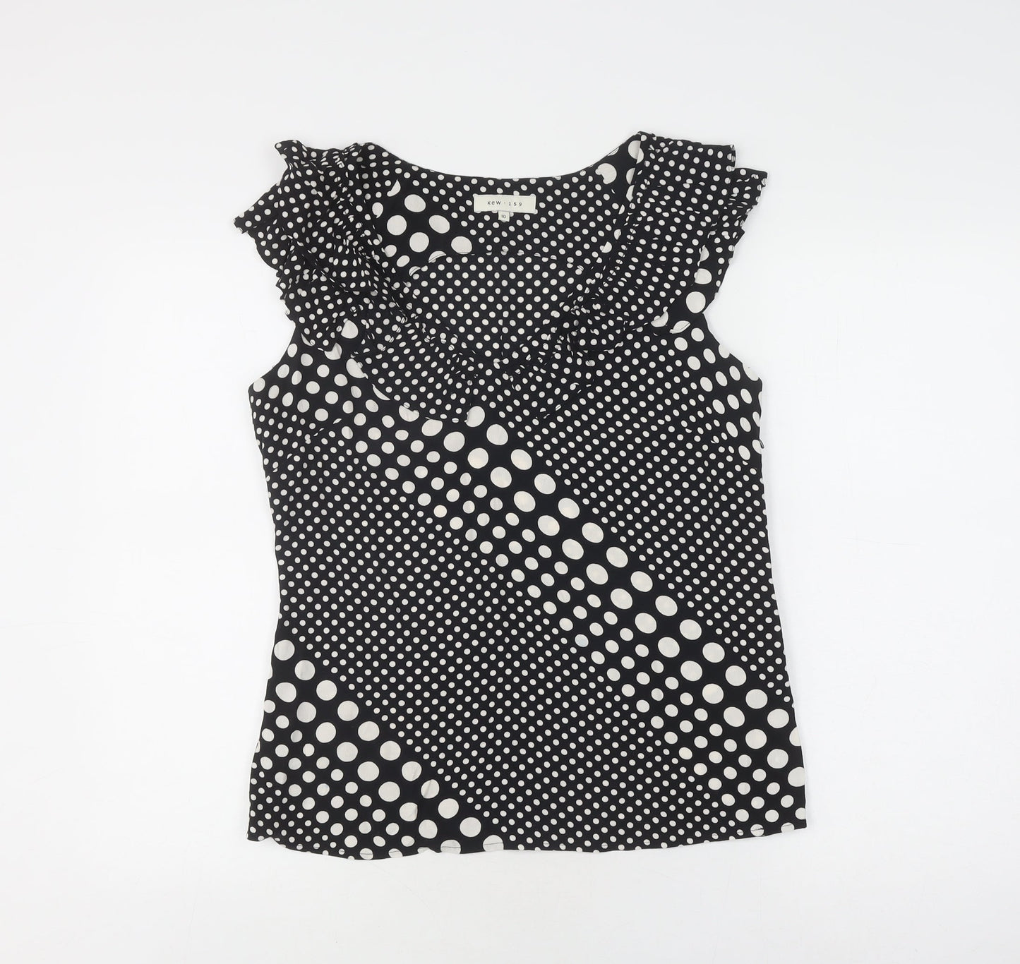 Womens UK Size 10 Kew 159 Black Polyester Blouse