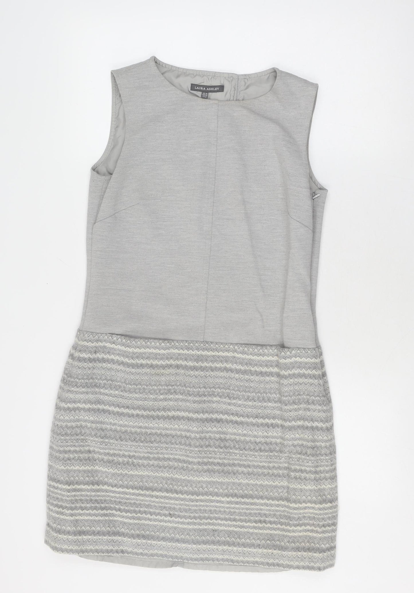 Laura Ashley Women's Grey Shift Dress, Size 10 - Classic Style