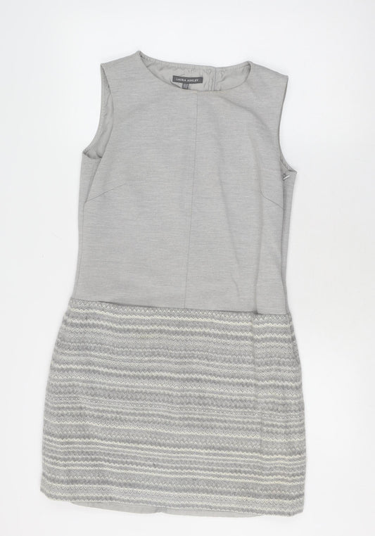 Laura Ashley Women's Grey Shift Dress, Size 10 - Classic Style