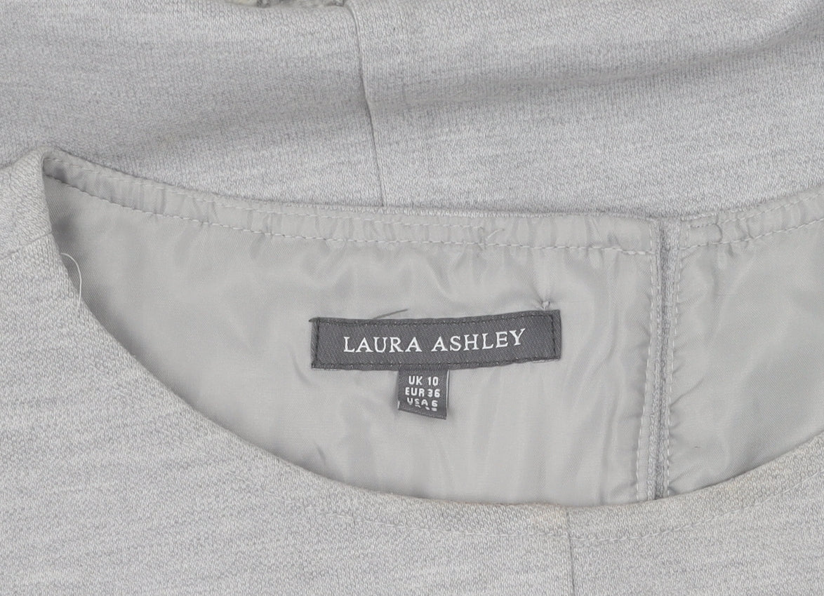 Laura Ashley Women's Grey Shift Dress, Size 10 - Classic Style