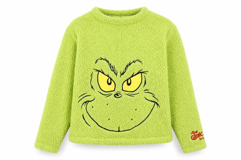 The Grinch Men's Green Pyjama Top S - Christmas Fleece