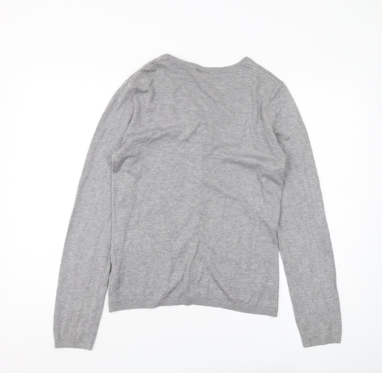 ICHI Women's Grey Cardigan M Long Sleeve Knit