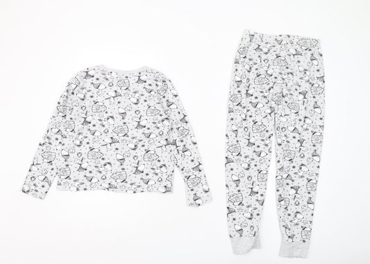 George Girls Peanuts Pyjama Set Grey 9-10Y Graphic Print