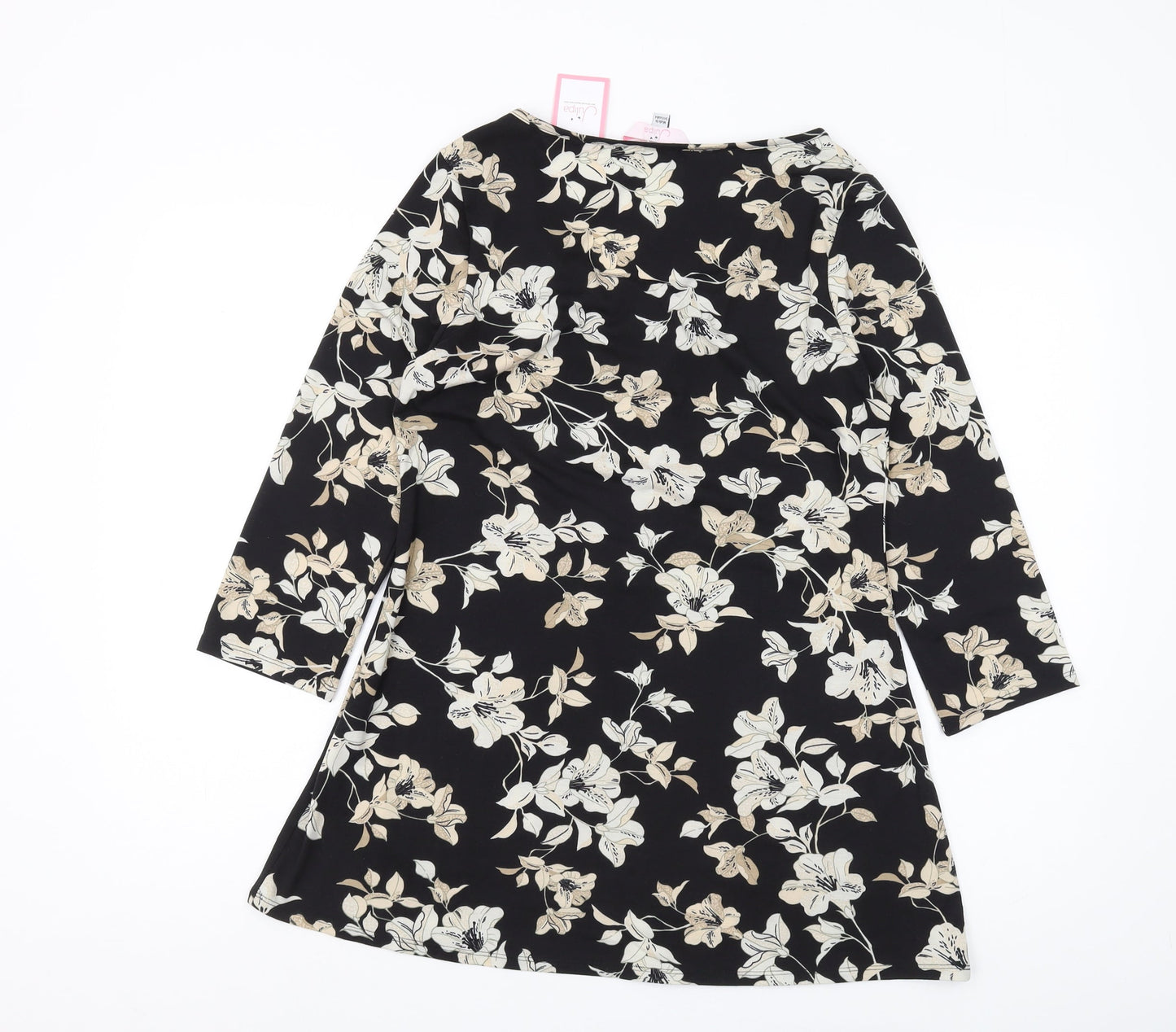 Julipa Women's Black Floral Tunic Blouse Size 10