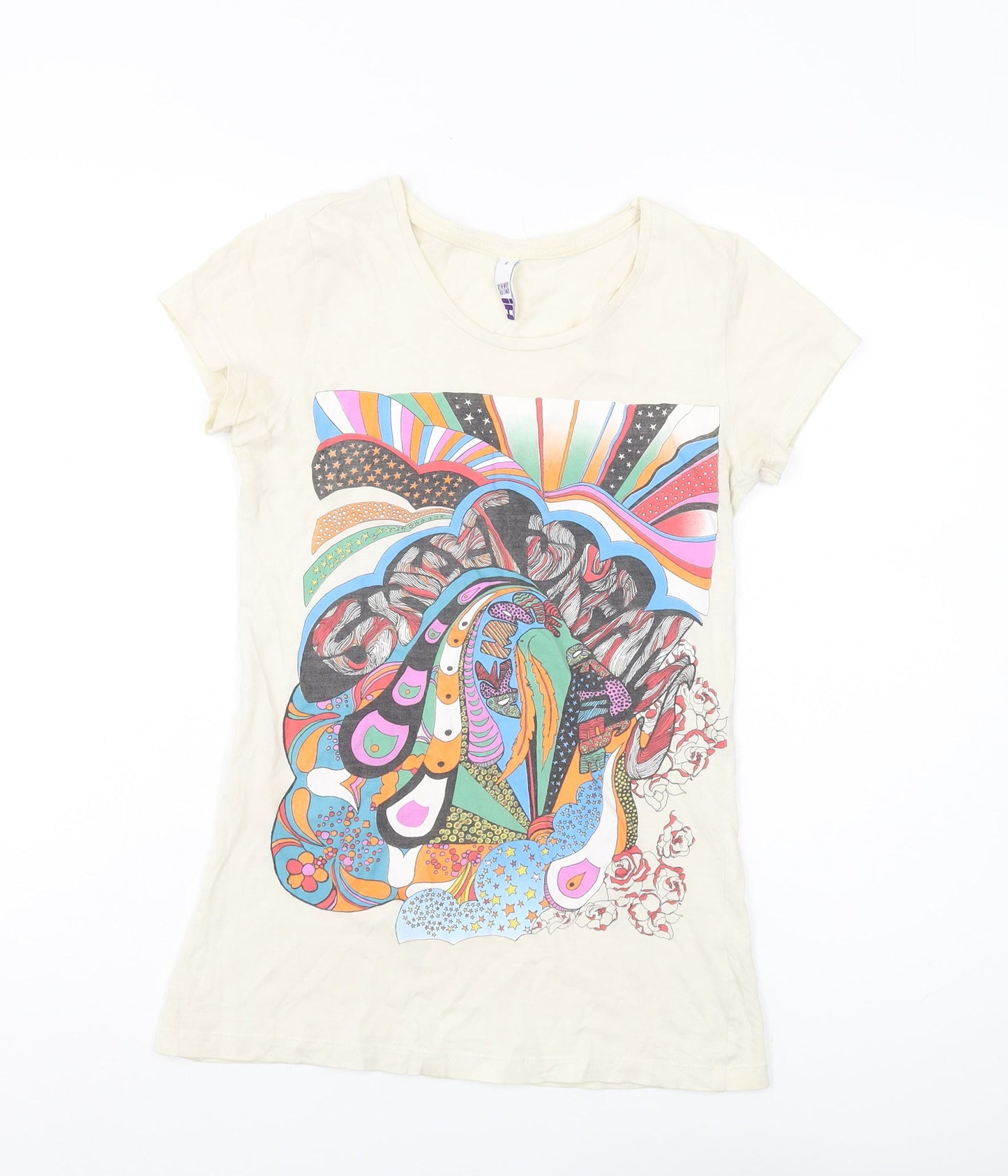 By Henry Holland Women's Beige Art T-Shirt Size 6 Casual