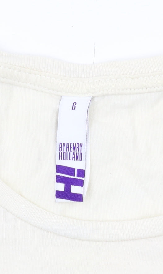 By Henry Holland Women's Beige Art T-Shirt Size 6 Casual