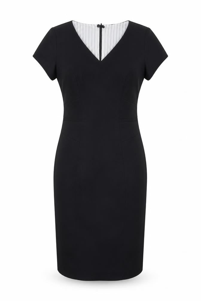 M&S Women's Black V-Neck Sheath Dress, Size 10