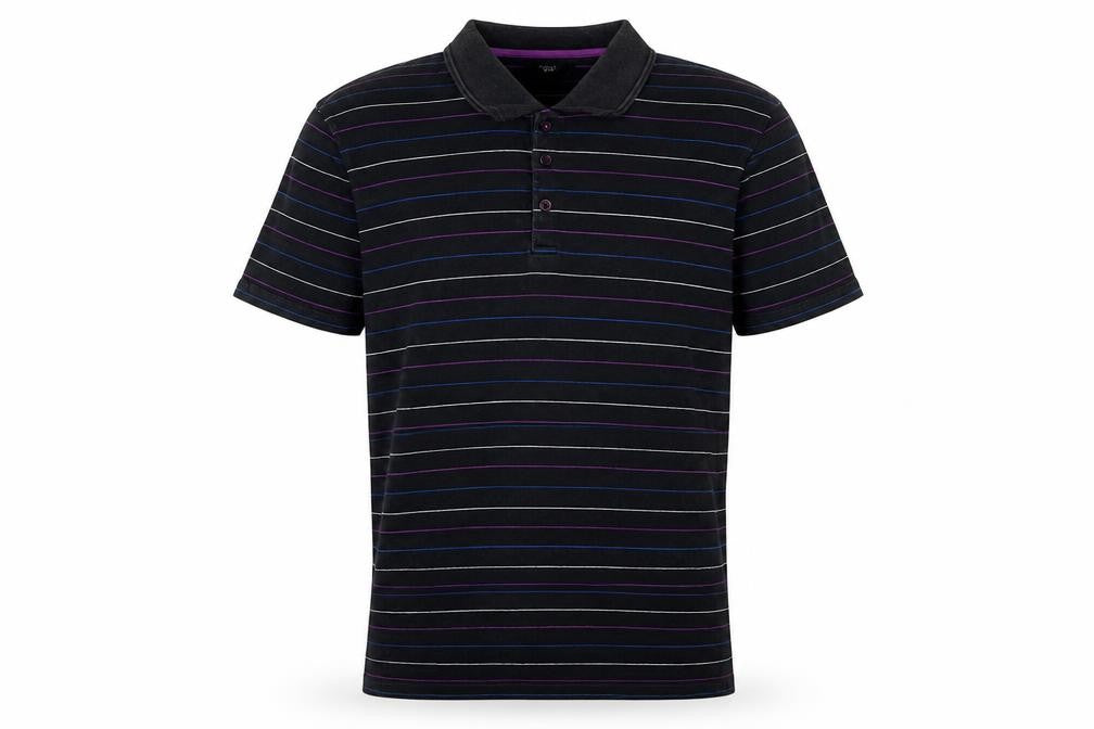 Thomas Nash Men's Black Striped Polo, Size L