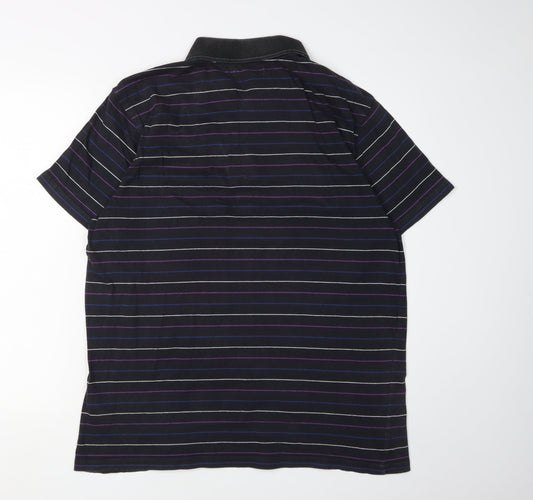 Thomas Nash Men's Black Striped Polo, Size L