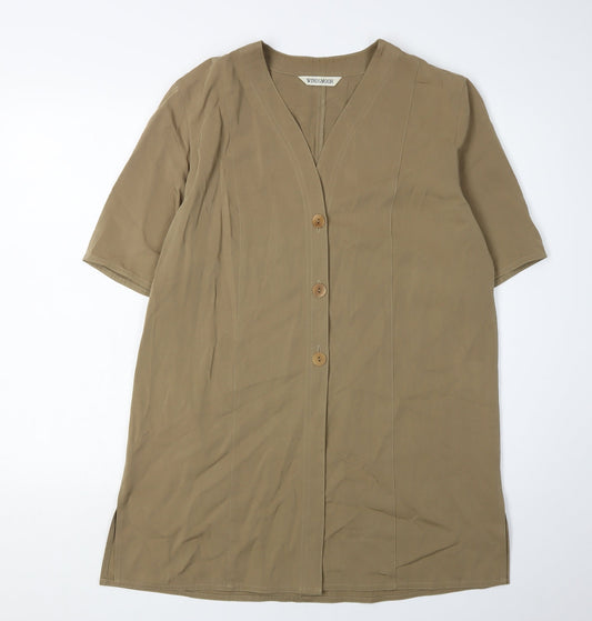 Windsmoor Women's Brown Button-Up Short Sleeve Top Size 12