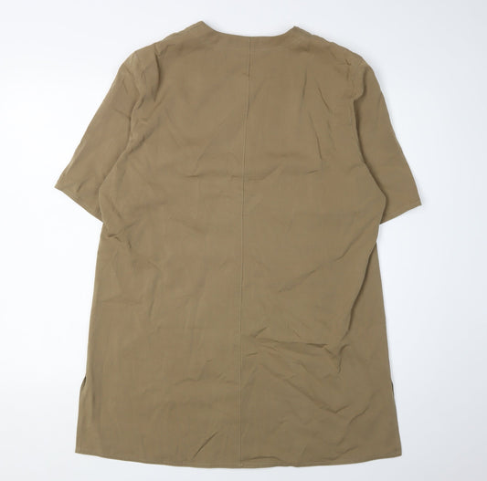 Windsmoor Women's Brown Button-Up Short Sleeve Top Size 12