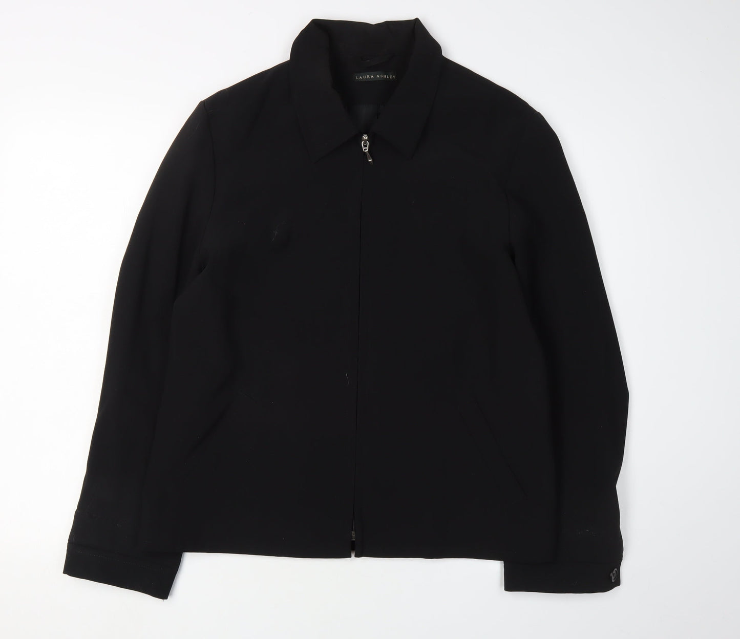 Laura Ashley Women's Black Blazer Size 16 Zip-Front Regular Fit