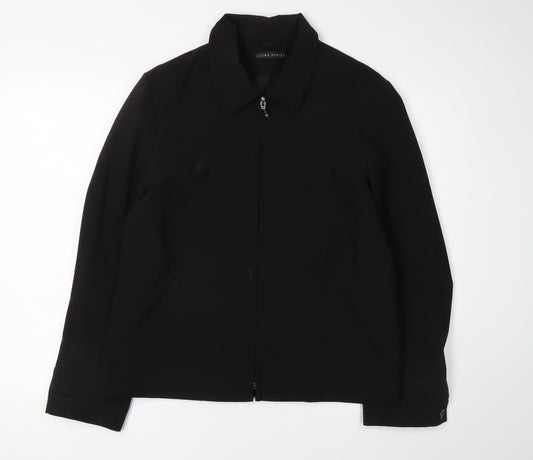 Laura Ashley Women's Black Blazer Size 16 Zip-Front Regular Fit