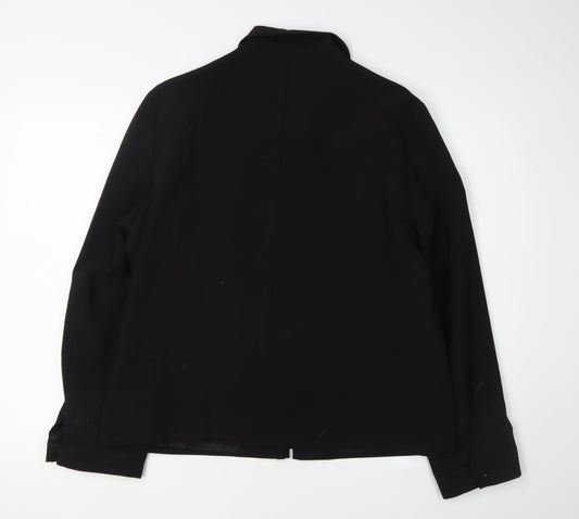 Laura Ashley Women's Black Blazer Size 16 Zip-Front Regular Fit