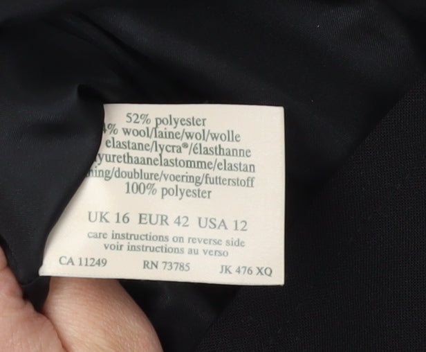 Laura Ashley Women's Black Blazer Size 16 Zip-Front Regular Fit