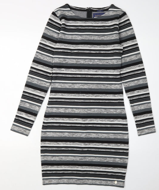 Superdry Women's Grey Striped Bodycon Dress XS