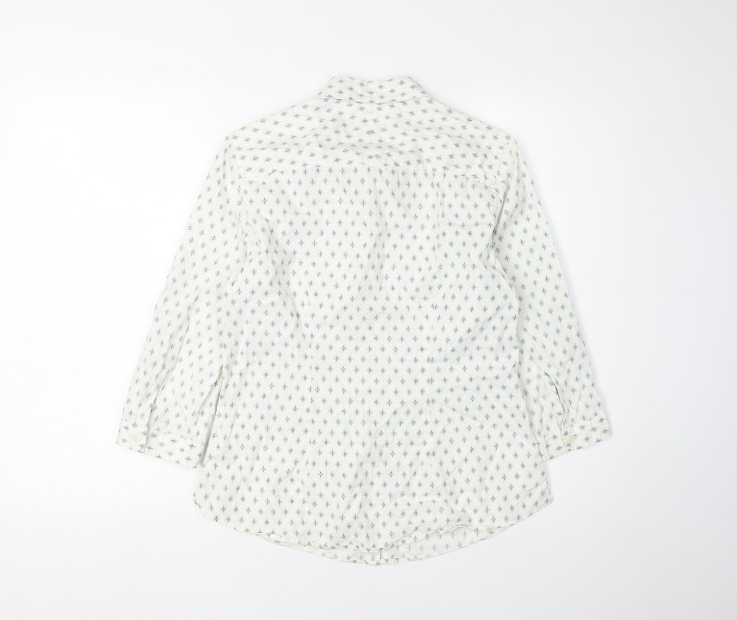 Charles Tyrwhitt Women's White Geometric Button-Up, Size 8