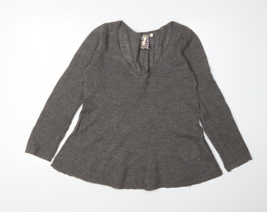 White Stuff Women's Grey V-Neck Pullover Jumper Size 8