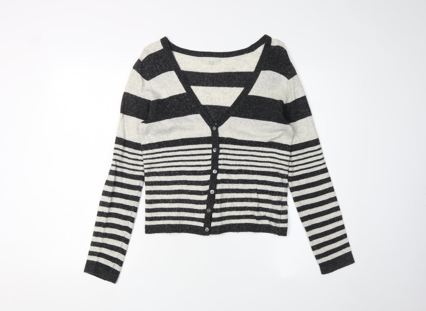 Kew Women's Black Striped Cardigan, M, Wool Blend