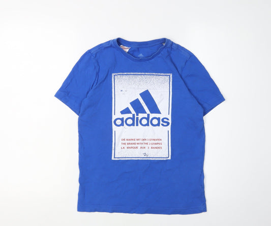 Adidas Boys Blue Graphic Print T-Shirt Size M