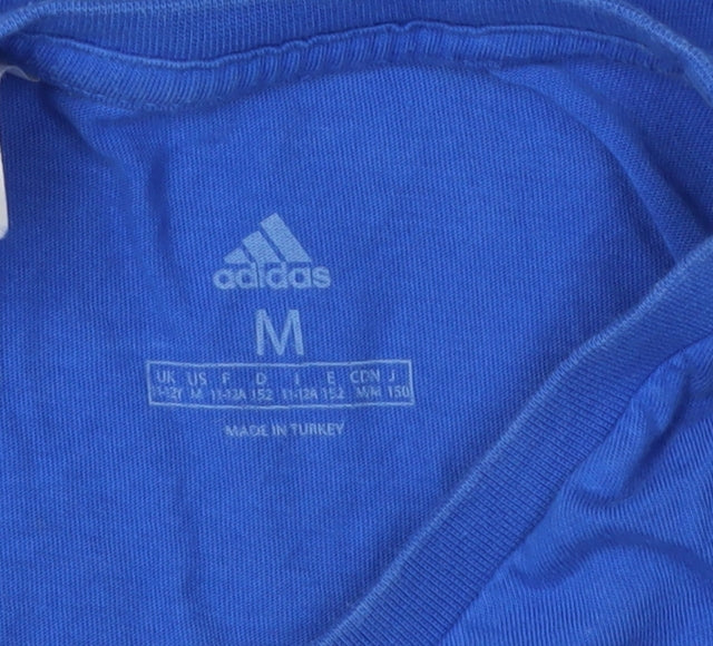 Adidas Boys Blue Graphic Print T-Shirt Size M