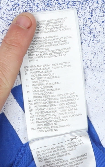 Adidas Boys Blue Graphic Print T-Shirt Size M