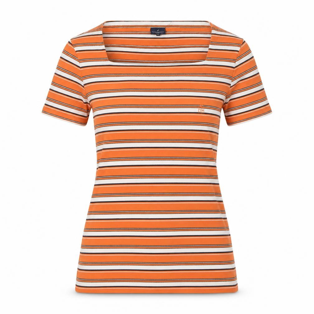 Womens UK Size 8 Daniel Hechter Orange Viscose Blend T-Shirt