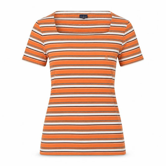 Womens UK Size 8 Daniel Hechter Orange Viscose Blend T-Shirt